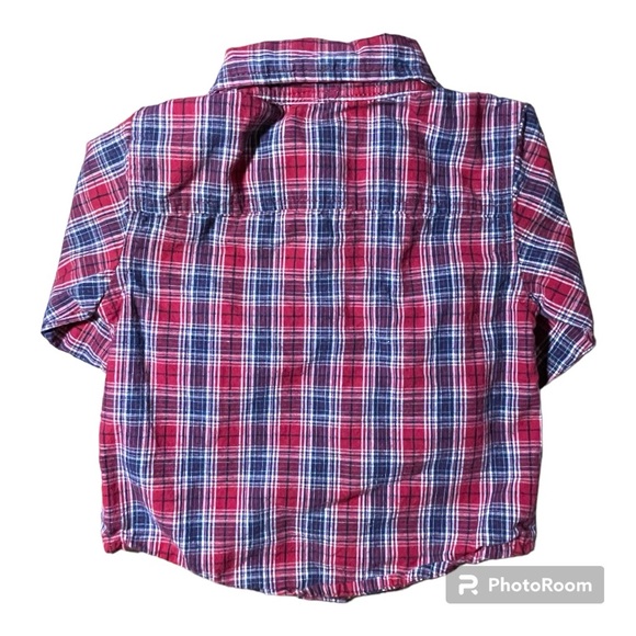 Baby Boy Red/Navy Plaid Shirt Sz 3-6 Mo - Picture 2 of 3
